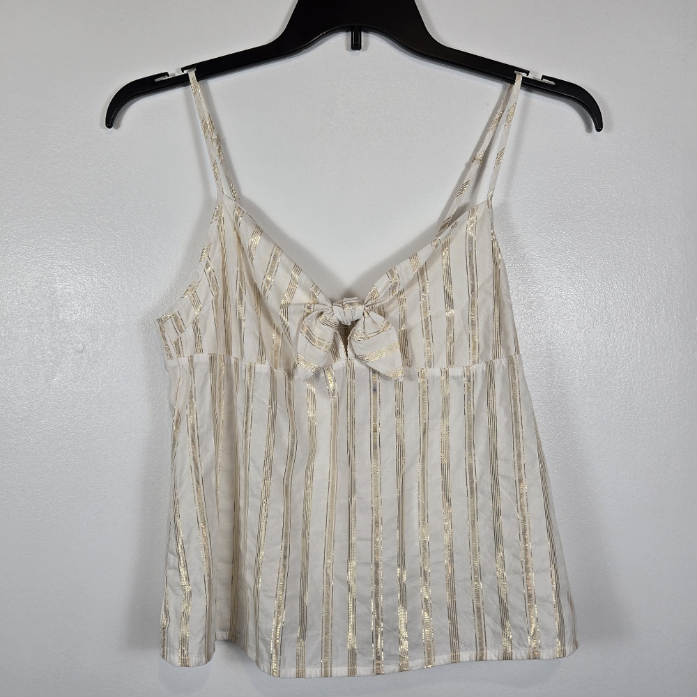 NEW Victoria's Secret Gold Metallic Stripe Knotted Bust Camisole Tank Top Large